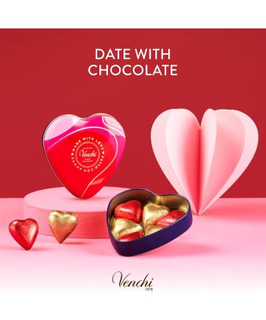 Venchi - Bo te M tal en Forme de C ur avec 6 Chocolates Valentines au Lait et Extra Noirs 75% V g talien Sans Gluten 48 g Id e de cadeau pour la f te des m res Bo te M tal C ur - Buy Online on GoSupps.com