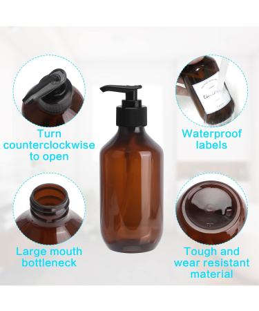 4-Pack 300ml Refillable Shampoo & Lotion Bottles with Waterproof Labels | Empty Soap Pump Dispenser - Buy Online on GoSupps.com