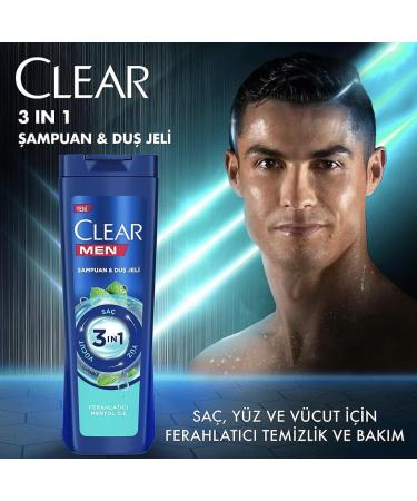 Clear Men 3 in 1 Shampoo & Shower Gel - Refreshing Menthol - Complete Care - 350 ML - International Shipping Available - Buy Online on GoSupps.com