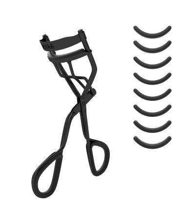 Klihn-Exclusive eyelash curls Eyelash Curler incl. 8 Extra replacement Siikon pads-The make-up tool for perfectly curved eyelashes made of high quality carbon steel (black)