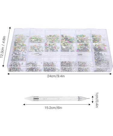 Nail Rhinestones Kit Nail Kit Glass Rhinestones Nail Art Rhinestones Kit Colorful Nail DIY Rhinestones with Rhinestone Picker for Household - Buy Online on GoSupps.com