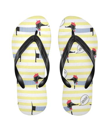Mnsruu French Dachshund Flip Flops for Home Hotel Spa Bedroom Travel L Medium