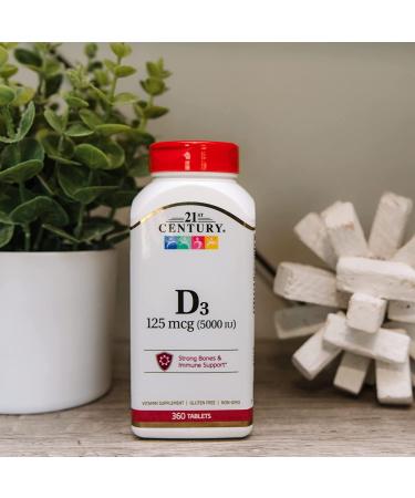 21st Century Vitamin D3 125 mcg (5000 IU) - 360 Tablets | Boost Immunity & Bone Health - Buy Online on GoSupps.com