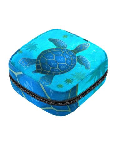 Blue Sea Turtle sanitary-napketten storage bag portable period bag for women teenagers girls menstrual cup pocket breastfeeding deposits holder