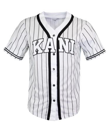 Karl Kani Serif Pinstripe Baseball Jersey Trikot S White