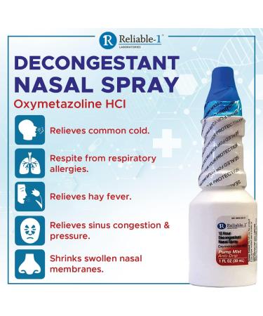 Reliable 1 Laboratories Nasal Spray | 12 Hour Relief Decongestant | Fast Sinus Relief | Pump Mist Congestion Relief | 2-Pack 1 Fl Oz - Buy Online on GoSupps.com