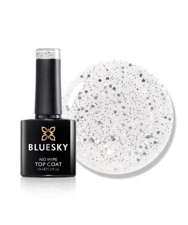 Bluesky Gel Nail Polish Glitter No Wipe Top Coat Invitation Only GTC05 Silver 10 ml (Requires Curing Under UV LED Lamp)
