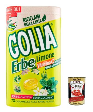 Italian Gourmet E.R. Perfetti Golia Lime Lollipops Unsweetened with Herbal Extracts and Lemon 130g + Italian Gourmet Polpa 400g Set of 6