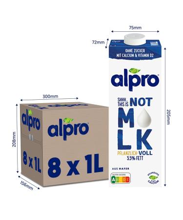 Alpro This Is Not Milk 3.5% - Vegan & Milk-Free Oat Drink - 8 x 1L - Naturally Lactose-Free Rich in Fiber Calcium & Vitamins - Buy Online on GoSupps.com