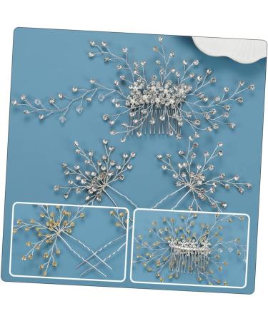 Ipetboom 3 Sets Bridal Headwear Wedding Diamond Comb Crystal Side Bridal Comb Compact Mirror Vintage Rhinestone Hair Comb Decor Women Hair Comb Women's European and American Zinc Alloy - Buy Online on GoSupps.com