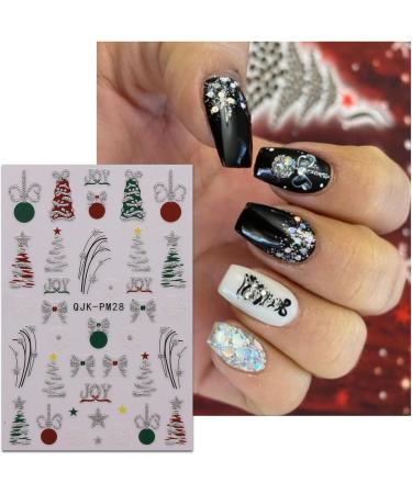 JMEOWIO 10 Sheets Glitter Christmas Nail Art Stickers Decals Self-Adhesive Snowflake Winter Holiday Cute Deer Nail Supplies Nail Art Design Decoration Accessories - Buy Online on GoSupps.com