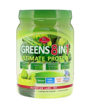 Olympian Labs Ultimate Greens Protein 8 in 1. Plant Protein Greens & Veggies Fiber Probiotics Antioxidants & Enzymes 1.37 Pound (Pack of 1)