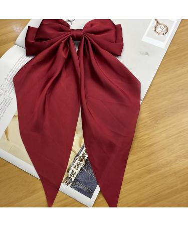 Red Hair Bow Hair Clip Red Ribbon for Hair Clip Large Silky Satin Ribbon Bow Hairpins Bows Hair Barrettes Fastener French Hair Bows with Long Ribbon Hair Accessories For Girls Women - Buy Online on GoSupps.com