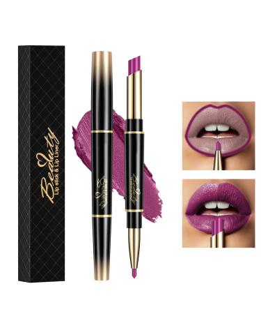 ChaneeHann 2-in-1 Lipstick & Liner Lip Liner and Lipstick Set Double Head Matte Lipstick & Lip Liner Matte Make Up Lip Liners Pencil Waterproof - Shaping Lip Liner Set For Girls (05 Berry Color)