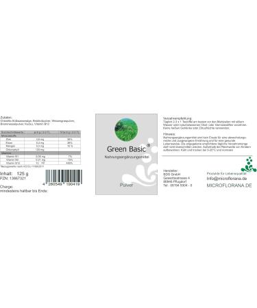  Microflorana Green Basic - Supports metabolism and oxygen transport - 125g powder - Vegan - By Microflorana - Buy Online on GoSupps.com