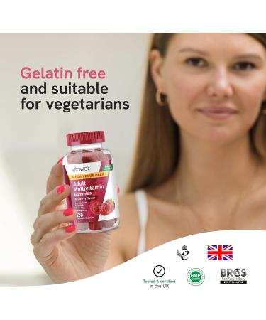 Vitawell Adult Multivitamin Gummies | 120 Raspberry Flavour Gummies | Mega Pack | 2 Months Supply | Two a Day Chewable Adult Multivitamins | 10 Essential Adult Vitamins | by Vitawell 120 count (Pack of 1) - Buy Online on GoSupps.com