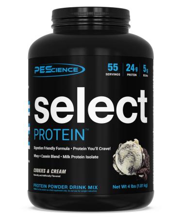 PEScience Select Protein Powder, Whey and Casein Blend, Clean Protein Powder for Women and Men, Low Calorie, Low Carb, Keto Friendly, Gluten Free - Cookies and Cream - 55 Servings
