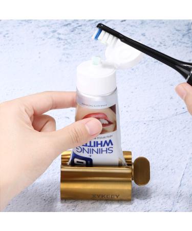 XYKEEY Toothpaste Tube Squeezer - Set of 2 Metal Rollers, Toothpaste Wringer Stand - Matt Gold - Buy Online on GoSupps.com