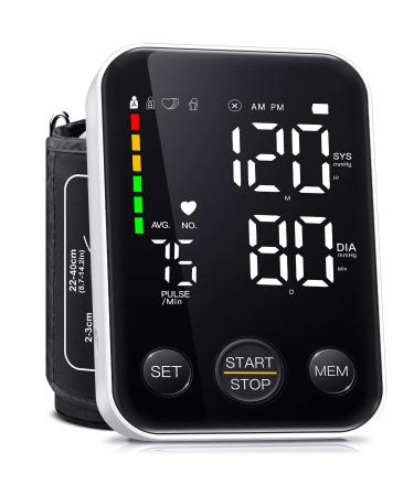 Blood Pressure Monitor Upper Arm Blood Pressure Monitors for Home Use BP Machine with 2x120 Reading Memory Adjustable Arm Cuff 8.7"-15.7" Large Display with LED Background Light Storage Bag Black With Backlight