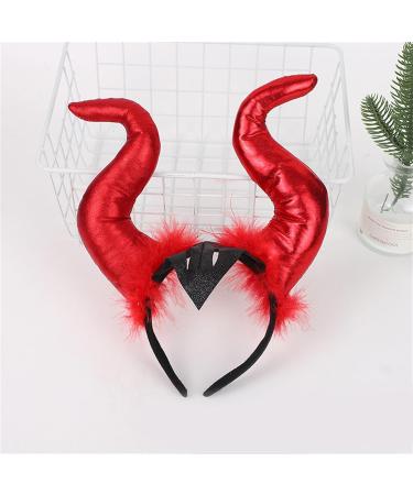amangul Furry Devil Horn Headband for Adult with Face Mask Gold Stamping Hairhoop Kids Halloween Headdress Cosplay Headpieces(D) - Buy Online on GoSupps.com