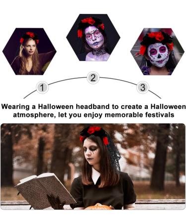 Lurrose Day of the Dead Headband - Mexican Halloween Veil & Rose Crown for Women | Dia de los Muertos Accessory - Buy Online on GoSupps.com