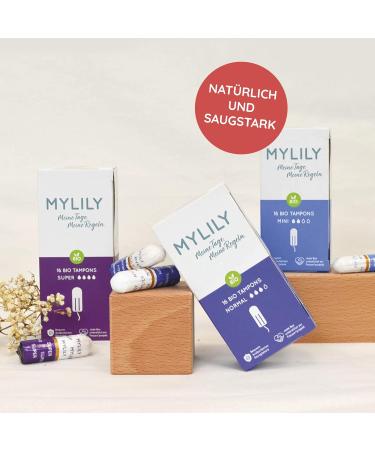 Mylily Bio Tampons - 100% Organic Cotton 0% Chemistry | Super X - Reliable Protection | Sizes | 2x16 Tampons - Eco-Friendly Feminine Care - Buy Online on GoSupps.com