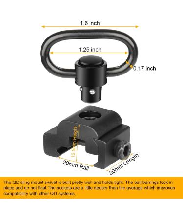Sokiss 2PCS QD Sling Swivel Mount with 2 Point Sling - Heavy Duty 1.25 Push Button Quick Release Attachment for Picatinny/Weaver Rail - Buy Online on GoSupps.com