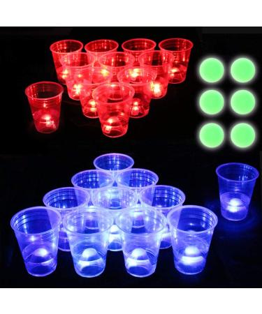Six Senses Media The Dark Beer Pong Set,Beer Pong Party Cup Set, LED Beer Pong Cups and Glow-in-The-Dark Balls,22 Set
