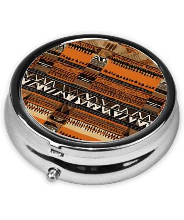 Buy African Mud Cloth Round Pill Box - 3 Compartment Portable Travel Organizer for Vitamins & Medications | Stylish Mini Decorative Case - Buy Online on GoSupps.com