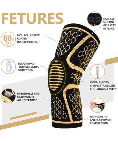 Lexniush Copper Knee Support - Compression Sleeve for Arthritis & Joint Pain Relief - X-Large - Buy Online on GoSupps.com