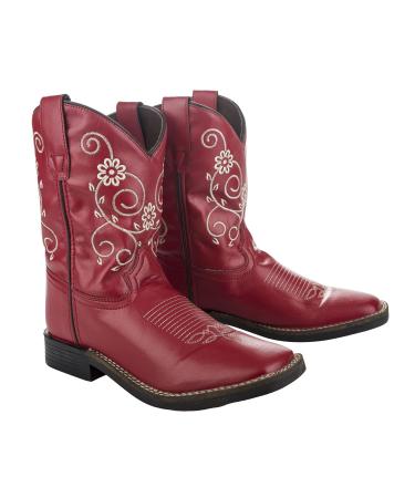 TuffRider Children's Fire Red Floral Western Boot 4 Red