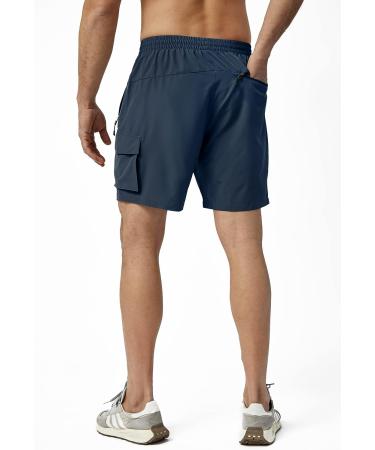 Nomolen Men's Hiking Cargo Shorts - Lightweight Quick Dry Athletic Shorts | Multi Pocket for Workout, Golf, Camping | Navy Blue (Large) - Buy Online on GoSupps.com
