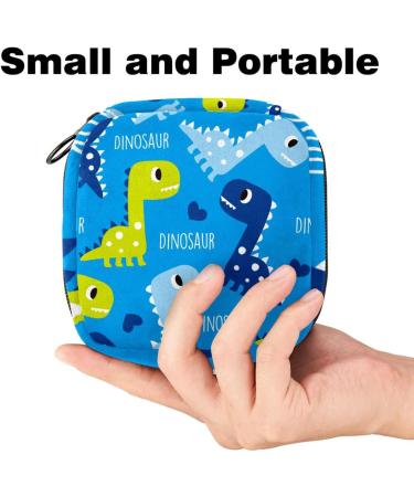 Portable Women's Binding Storage Bags - Cute Dinosaur Blue Menstrual Cup Pocket for Teenage Girls & Tampons - Buy Online on GoSupps.com