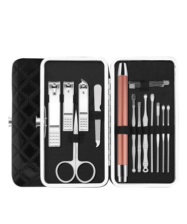 13PCS Ear Wax Removal Tools with Light & Storage Case Portable Nail s Ear Spoon Earpick Cleaning Pedicure & Manicure Tool Kit for Kids & Adults Ear Care Set