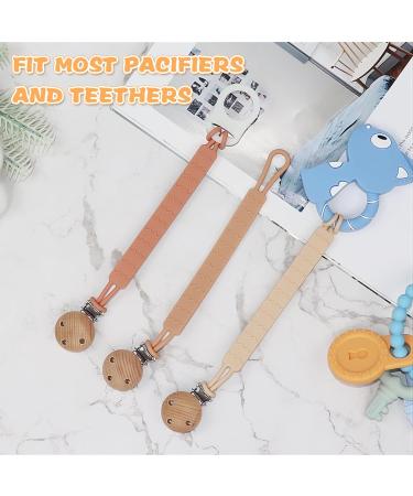Silicone Dummy Clips Set - 3pcs Soother Chains with Adapter Ring for Baby Pacifiers - Orange - One-Piece Design - Gender Neutral Option for Boys and Girls - Buy Online on GoSupps.com
