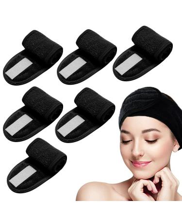 TSHAOUN 6 pieces of spa-headband make-up hair straps sports yoga shower face adjustable stretch towel with magical adhesive tape (black) - Buy Online on GoSupps.com