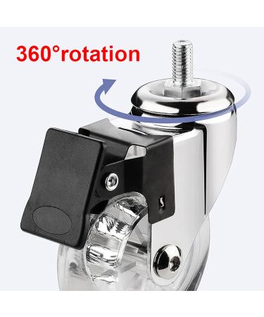 Threaded Shaft Swivel Castors Ball Castors Set of 4 75mm Furniture Swivel castors with M8 x 15 M10 x 15 grub Screws and Ball Bearings Transparent Rubber Transport castors Single Load 40kg .(M8*15 4 Braked M8*15mm - Buy Online on GoSupps.com