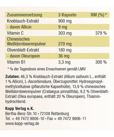 Kopp Vital Garlic Capsules - 180 Capsules | Vitamin C & B1 | Pharmacy Quality Dietary Supplement | International Shipping Available - Buy Online on GoSupps.com
