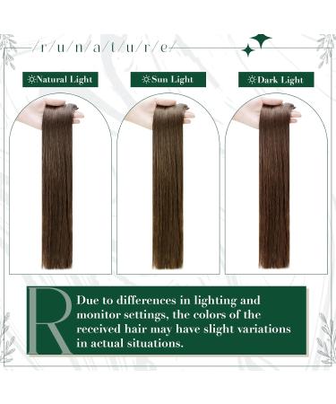 Runature Real Hair Extensions Clip-In - Medium Brown 14 Inch (35cm) Natural & Smooth 50g 3 Pieces - #4 - Buy Online on GoSupps.com