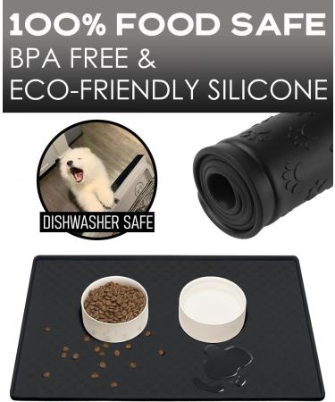 Non-Slip Silicone Dog & Cat Feed Mat - Waterproof Dishwasher-Safe 60x40cm Black | Avydiif Bowl Pad for International Shipping - Buy Online on GoSupps.com