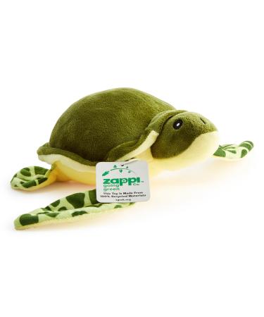Zappi Co 100% Recycled Plush Green Sea Turtle Toy (30cm Width) Stuffed Soft Cuddly Eco Friendly animals Collection For New Born Child First kid