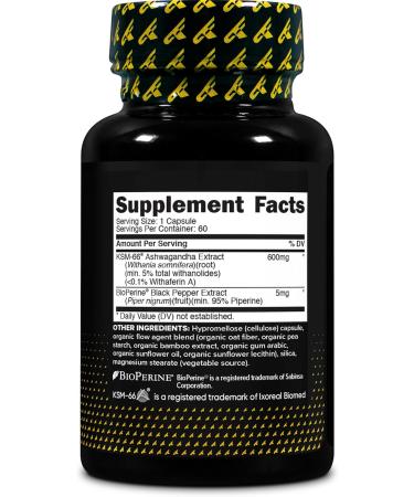 Primaforce KSM-66 Ashwagandha Root Extract (600mg) 60 Veggie Capsules - 5% Withanolides with BioPerine - Buy Online on GoSupps.com