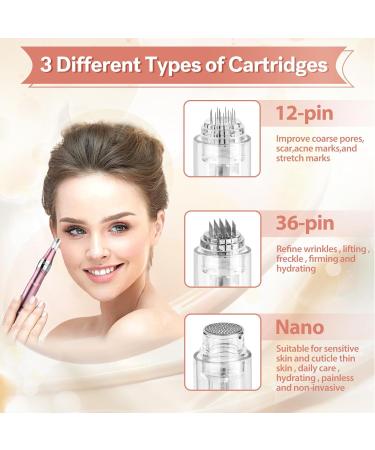 Desnill Dermapen Microneedling Pen - 0-2.5mm with LED Light & Hyaluronic Acid Serum | Anti-Aging Anti-Folds - 12 Needle Cartridges Included - Buy Online on GoSupps.com