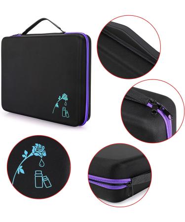 Hipiwe 120 Bottle EVA Essential Oil Storage Case - X-Large Black+Purple | Hard Shell Organizer for 5ml, 10ml, 15ml Oils - Travel Bag with Foam Insert - Buy Online on GoSupps.com
