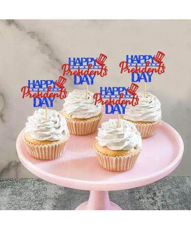 Keaziu 24 Pack Happy President's Day Cupcake Toppers Blue Red Glitter President Cupcake Picks America President Cupcake Toppers for American Patriotic Theme Party Cake Supplies Blue - Buy Online on GoSupps.com
