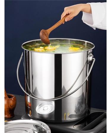 Stainless Steel Bucket 6L/12L/20L Kitchen Stainless Steel Bin with Lids and Handle Water Bucket (Color : Silver 25cm) - Buy Online on GoSupps.com