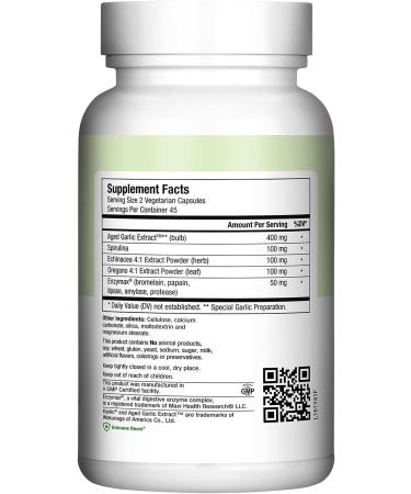 Maxi Health Maxi Biotic Aged Garlic Extract Capsules (90 Count) with Spirulina, Echinacea, Oregano, and Enzymax | Antioxidant Garlic Supplement - 90 Count - Buy Online on GoSupps.com