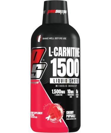 PROSUPPS L-Carnitine 1500 Stimulant Free Liquid Shots for Men and Women - Energizer Workout Drink for Performance and Muscle Recovery (Cherry Popsicle)