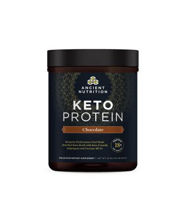 Keto Protein Powder by Ancient Nutrition, KetoPROTEIN with Fats from Bone Broth and MCT Oil, Chocolate, 18g Protein 10g Fat Per Serving, Gluten Free, Low Carb, Paleo Friendly, 17 Servings Chocolate (17 servings)