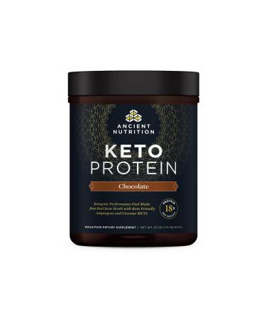 Keto Protein Powder by Ancient Nutrition, KetoPROTEIN with Fats from Bone Broth and MCT Oil, Chocolate, 18g Protein 10g Fat Per Serving, Gluten Free, Low Carb, Paleo Friendly, 17 Servings Chocolate (17 servings) - Buy Online on GoSupps.com